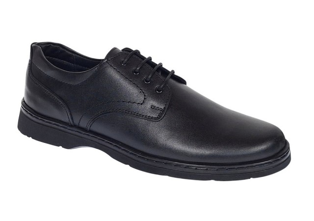 Pantofi barbati casual din piele naturala pe calapod lat Negru GKR6XN